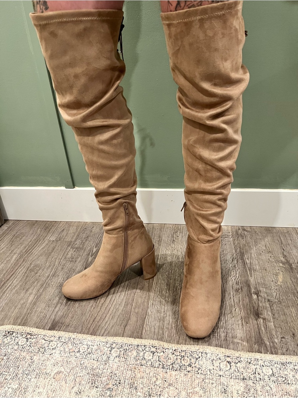 Chinese Laundry Over-the-Knee Suede Boots in Tan